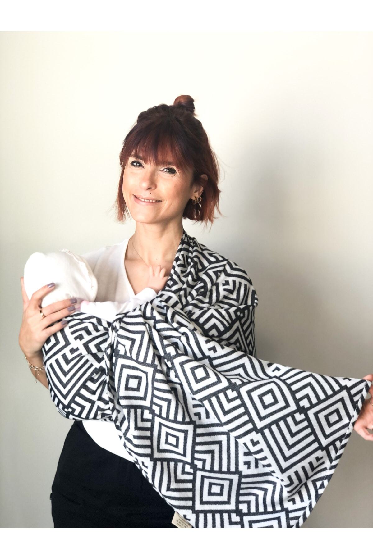ZuBu Halka Babysling - Geometrik - Bebek Taşıyıcı - Pamuk - Taşıma Şalı - Siyah Beyaz fotoğrafı 5 (önizleme)