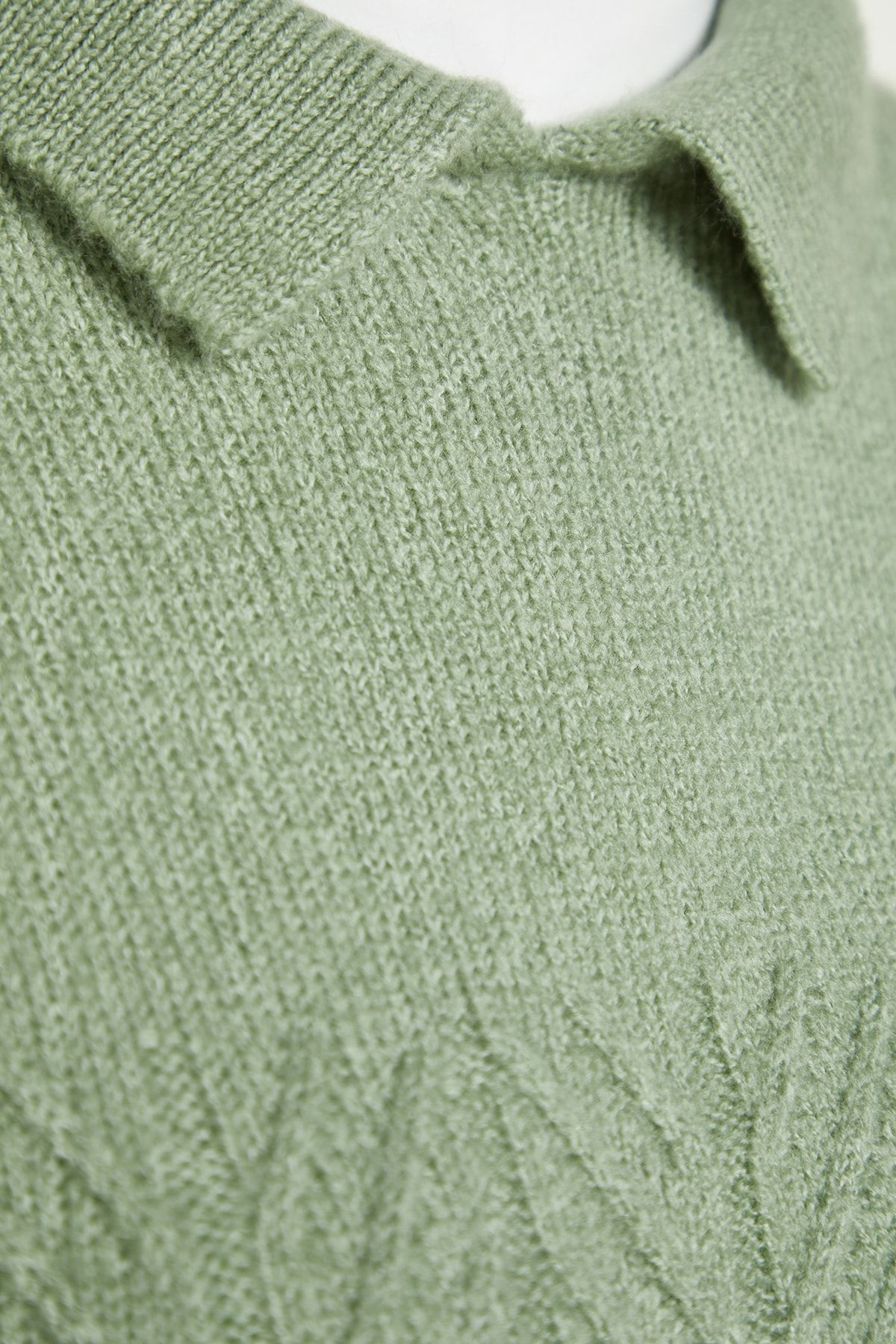 Trendyol Collection-Mint Wide Fit Soft Textured Hair Braided Knitwear Sweater TWOAW22KZ1620 7