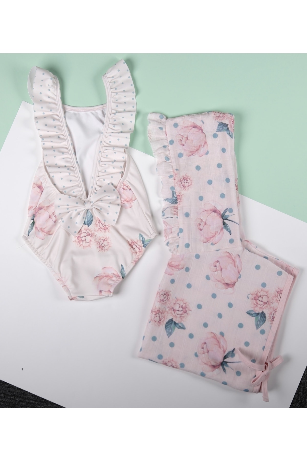 بادی نوزادی دخترانه صورتی Melomel | Çiçek desenli kız çocuk mayo اورجینال - تصویر 3