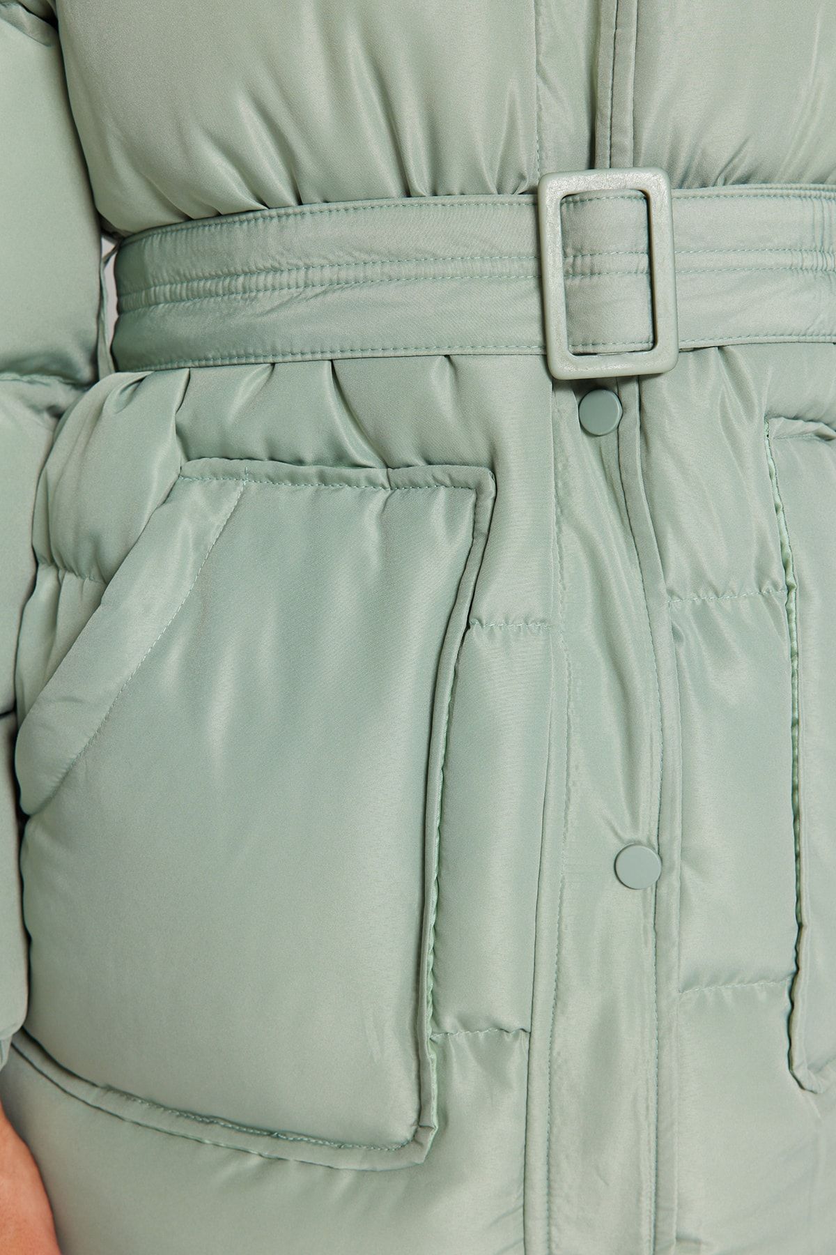 Trendyol Collection-Übergroßer wasserabweisender Mintmantel mit gewölbter Tür TWOAW23MO00188 4