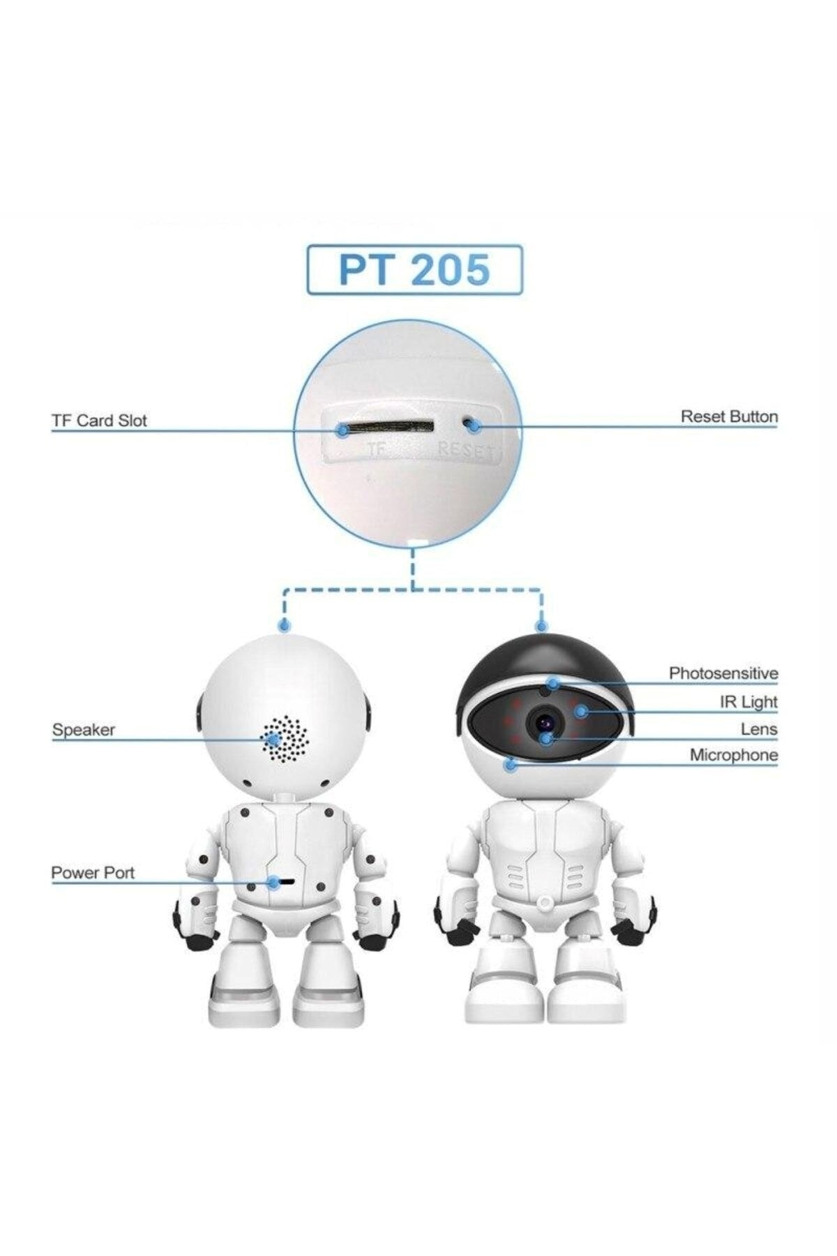 AteşTech Robot Görünümlü Wifi Ip Güvenlik Kamerası Kablosuz Gece Görüşlü 1080p fotoğrafı 3 (önizleme)