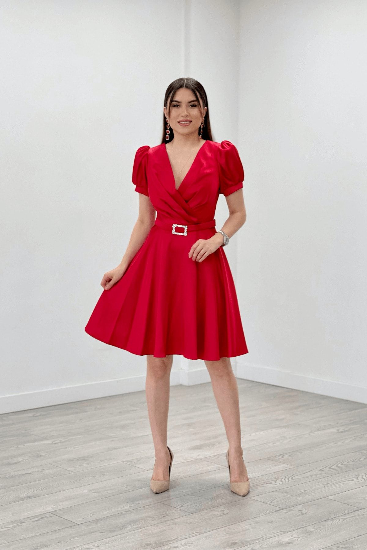 Red skater prom hotsell dress