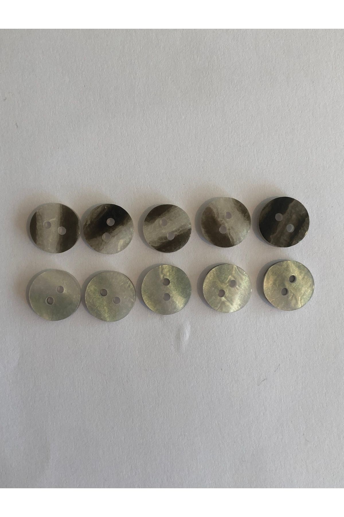 aensia-Small Striped Pearl Thick Button 18 Size Flat Button Pearl Look Polyester Button - Pack of 10 Buttons 2