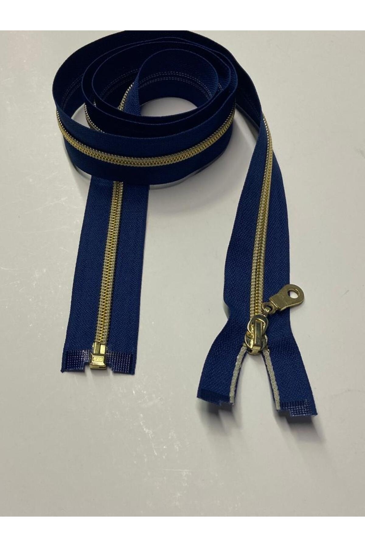 Abaya Zipper Medium Thick Teeth 100 Cm Dark Blue Gold Teeth