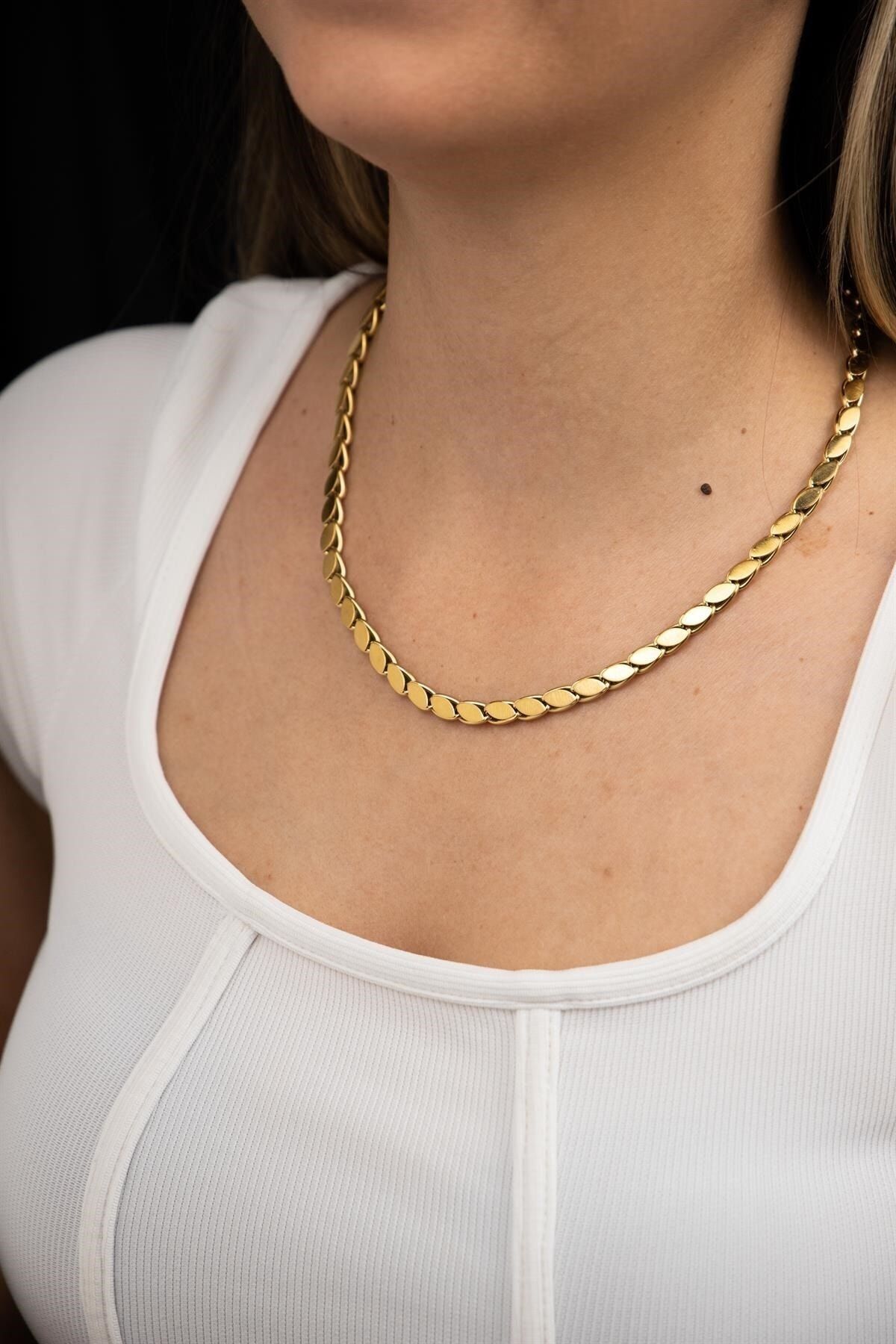 Sacha Accessories Barley Chain 44cm Gold Steel Necklace
