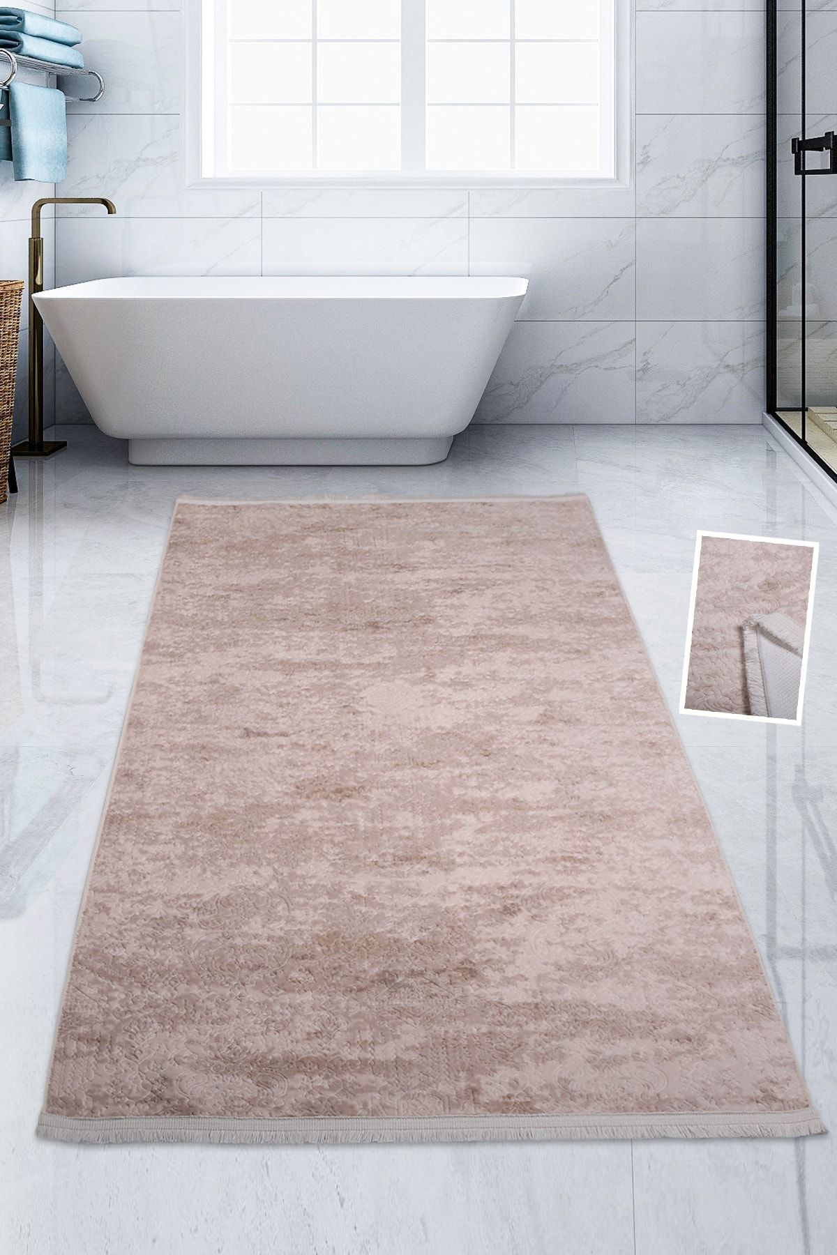 Teksev Nova Mink 120x180 Cm Covor De Baie De Dimensiuni Mari, Cu Franjuri, Anti-alunecare, Covor De Baie Cu Ciucuri - One Size