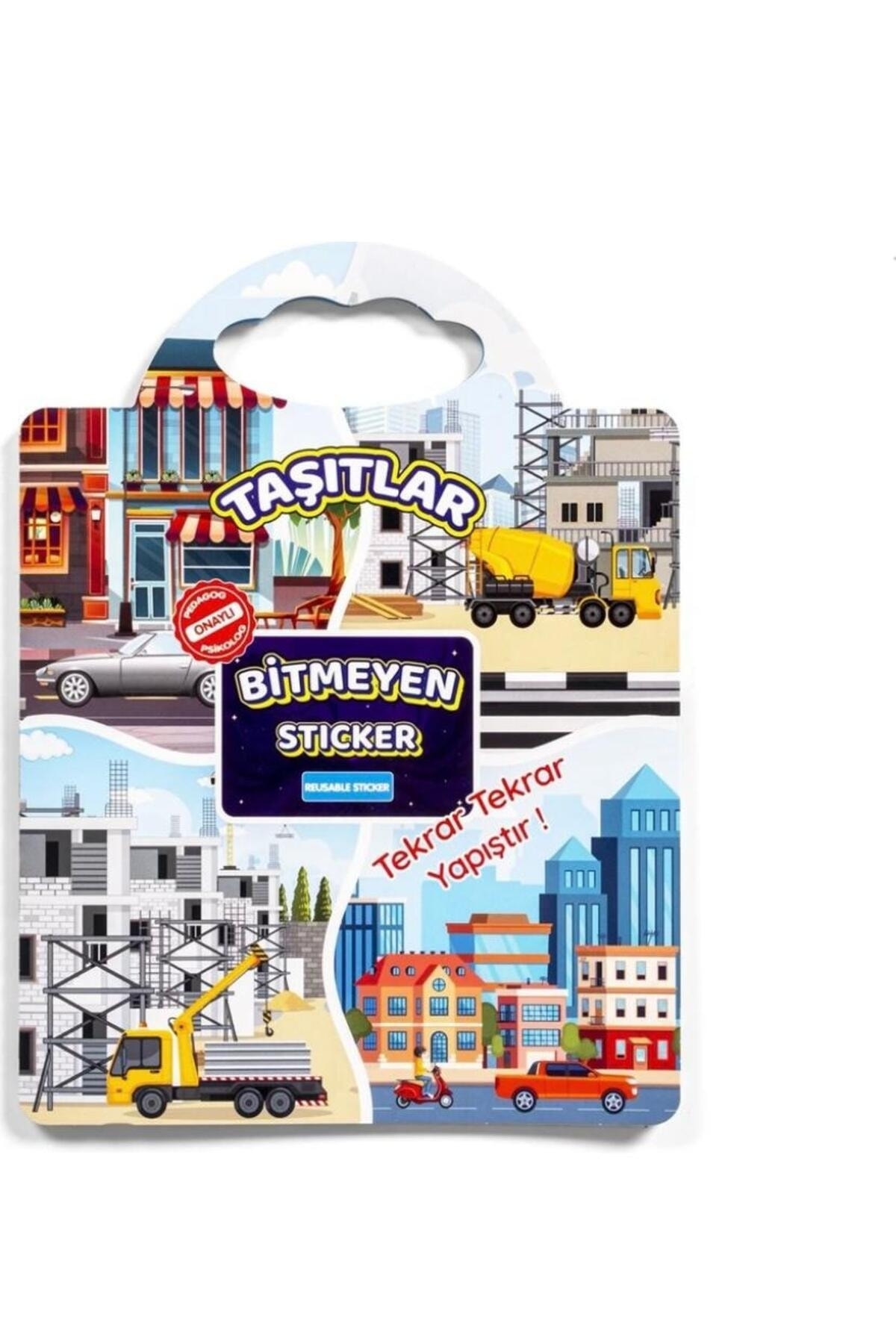 Pedagog Onaylı Bitmeyen Sticker Kitabım Tekrar Tekrar Kullanılabilir Stickerlar Taşıtlar