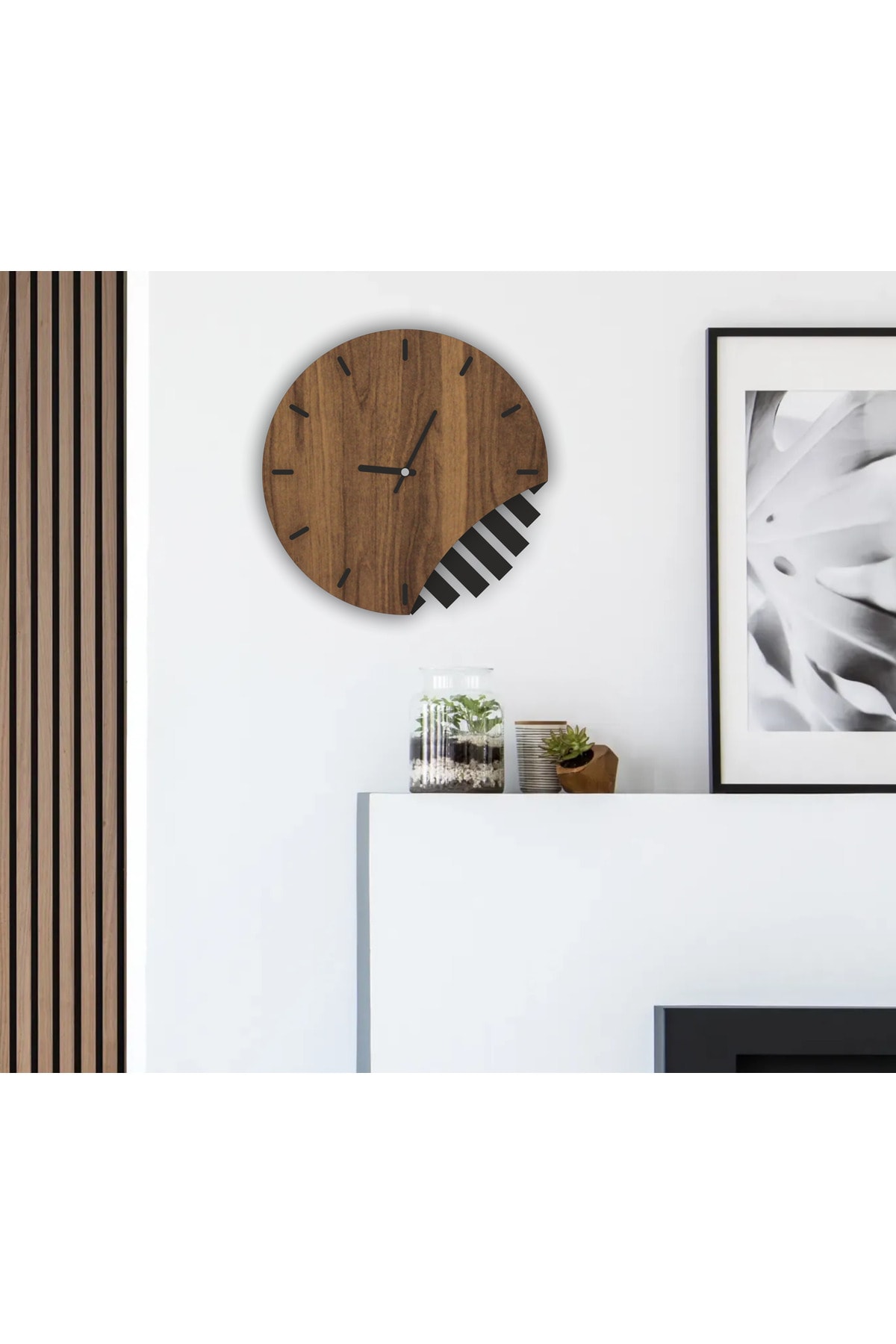 Neo Geometrik Ahşap Duvar Saati