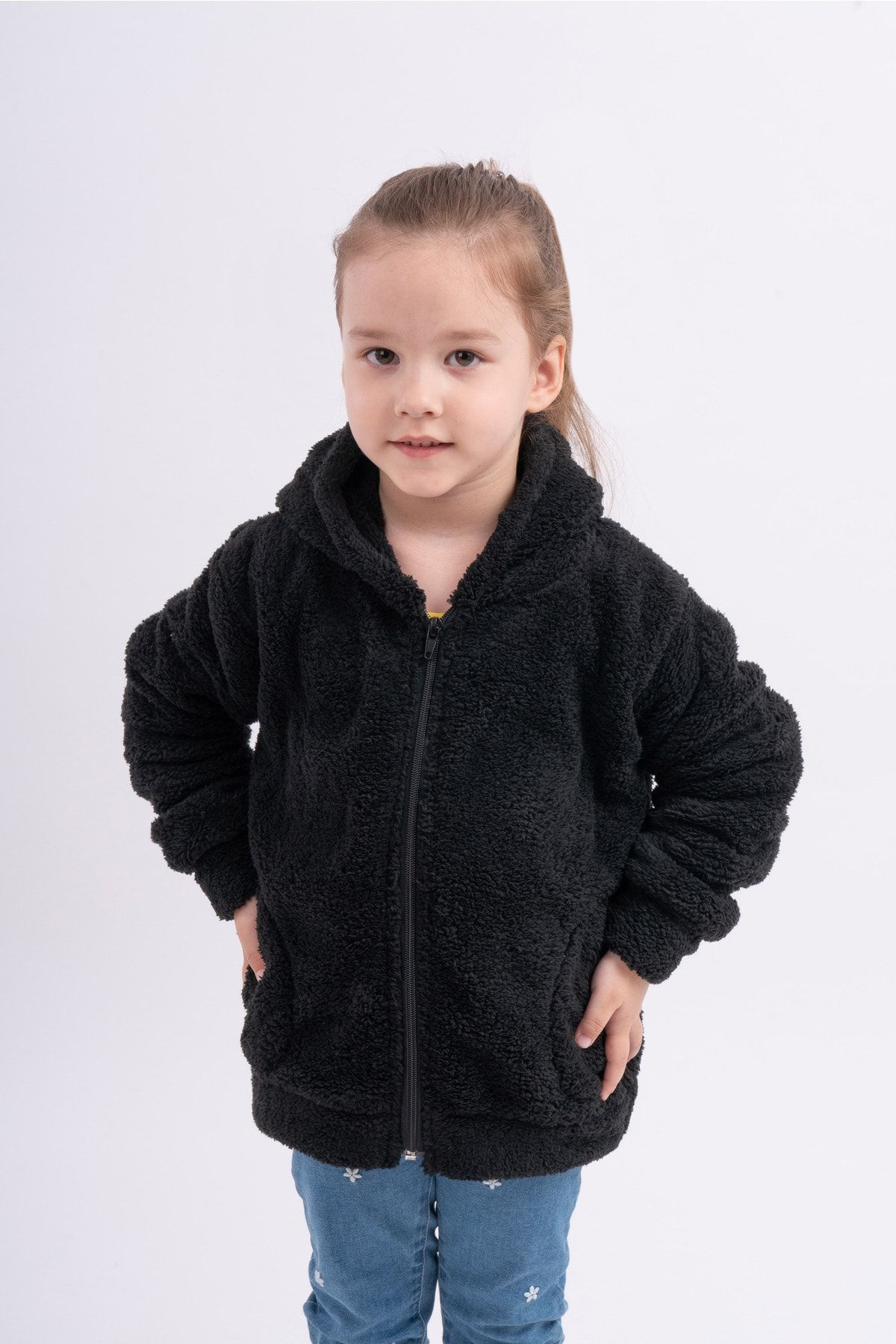 Unisex Genç Çocuk Polar Welsoft Peluş Cepli Ceket