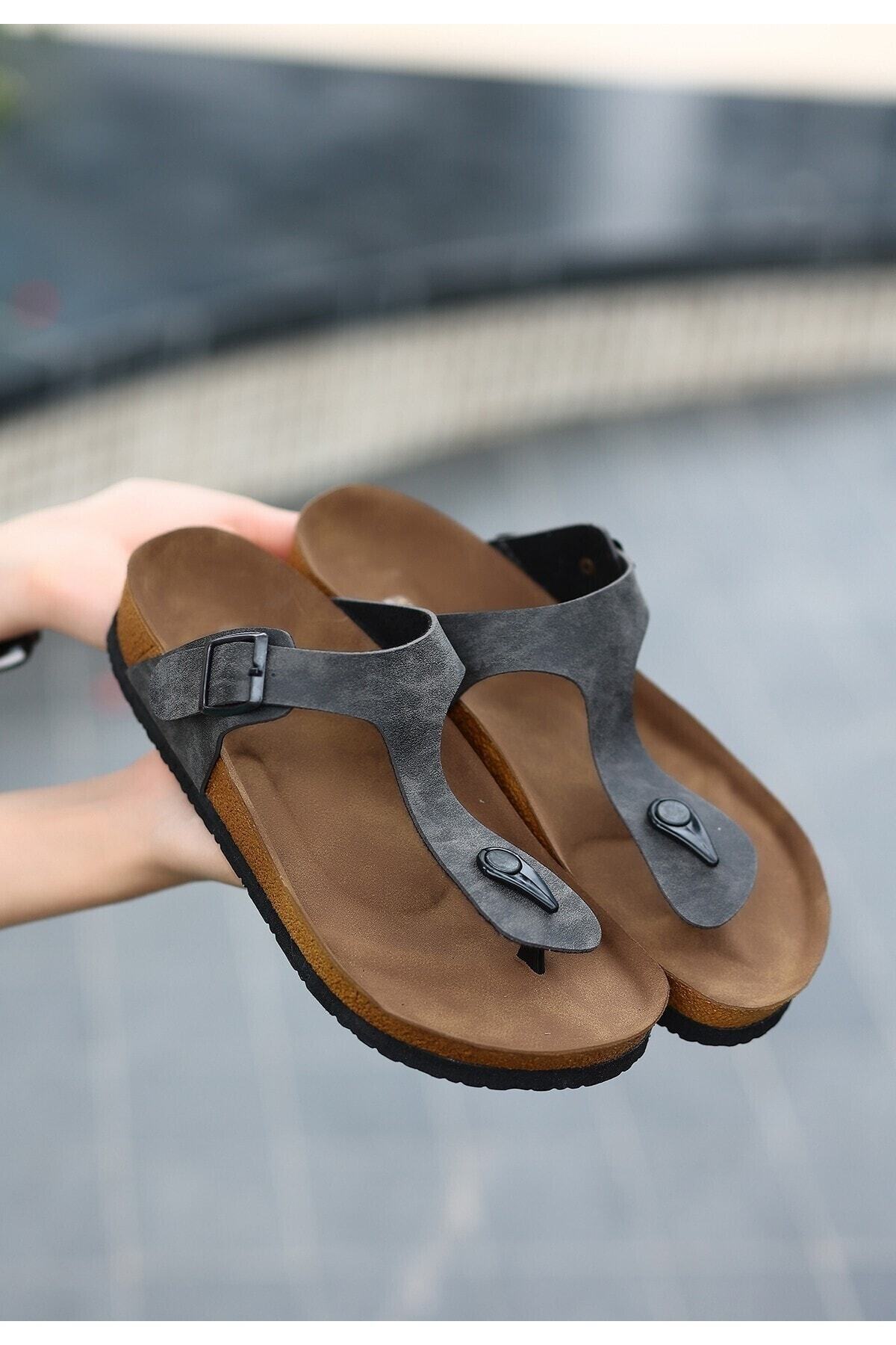 Gri Nubuk Parmak Arası Terlik