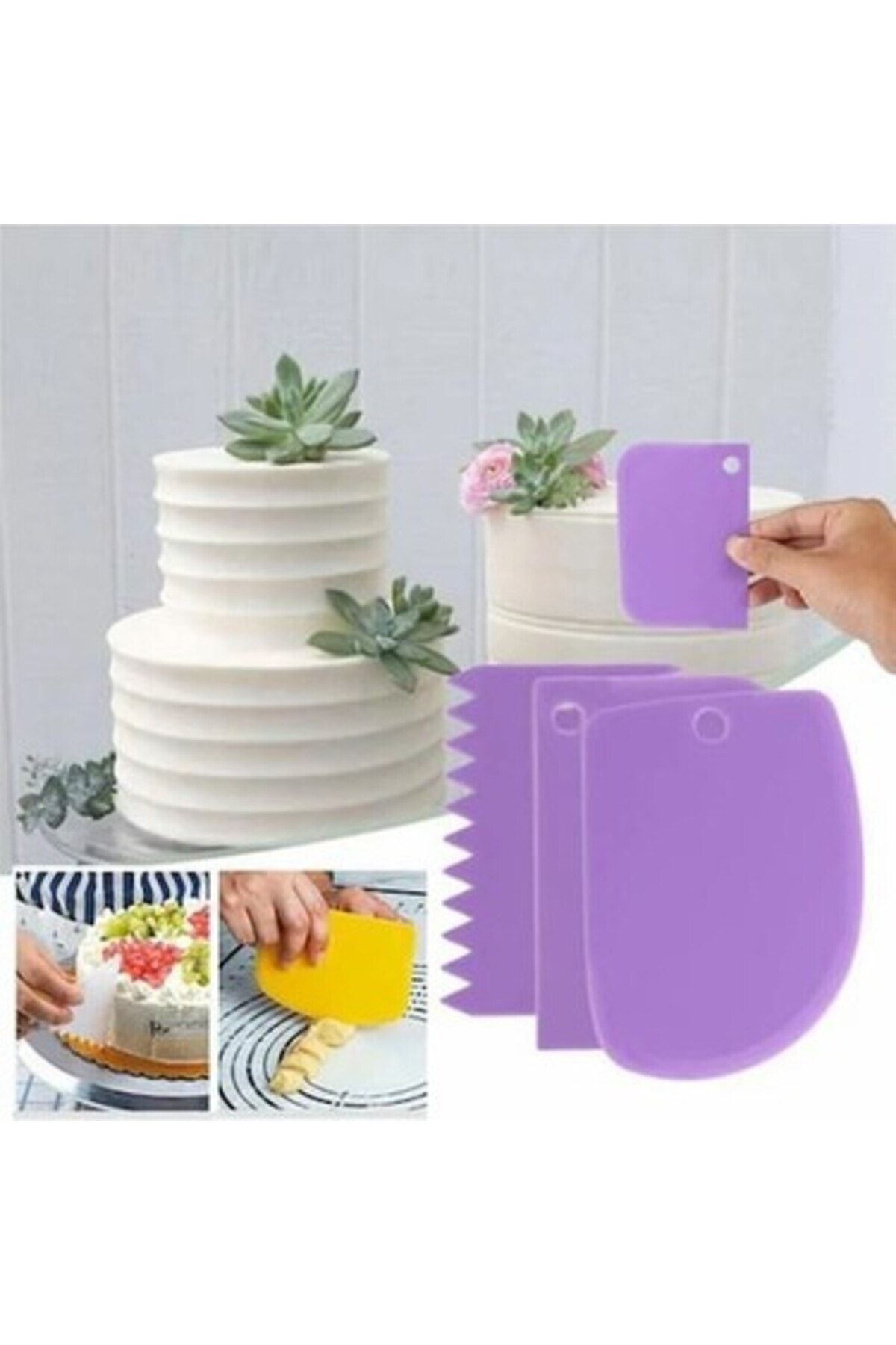 ABOOWE-Practical 3-Piece Dough Scraper Set - Decorator Scraper 3