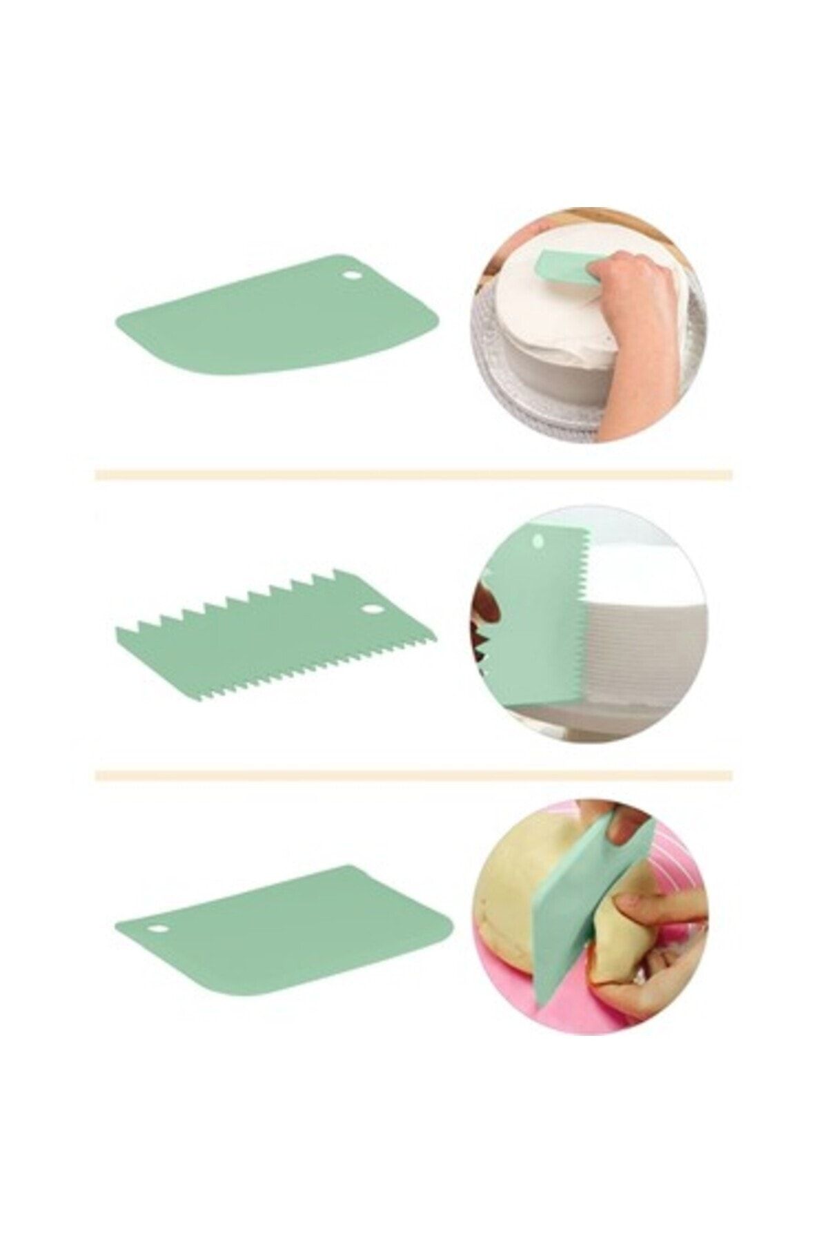 ABOOWE-Practical 3-Piece Dough Scraper Set - Decorator Scraper 4