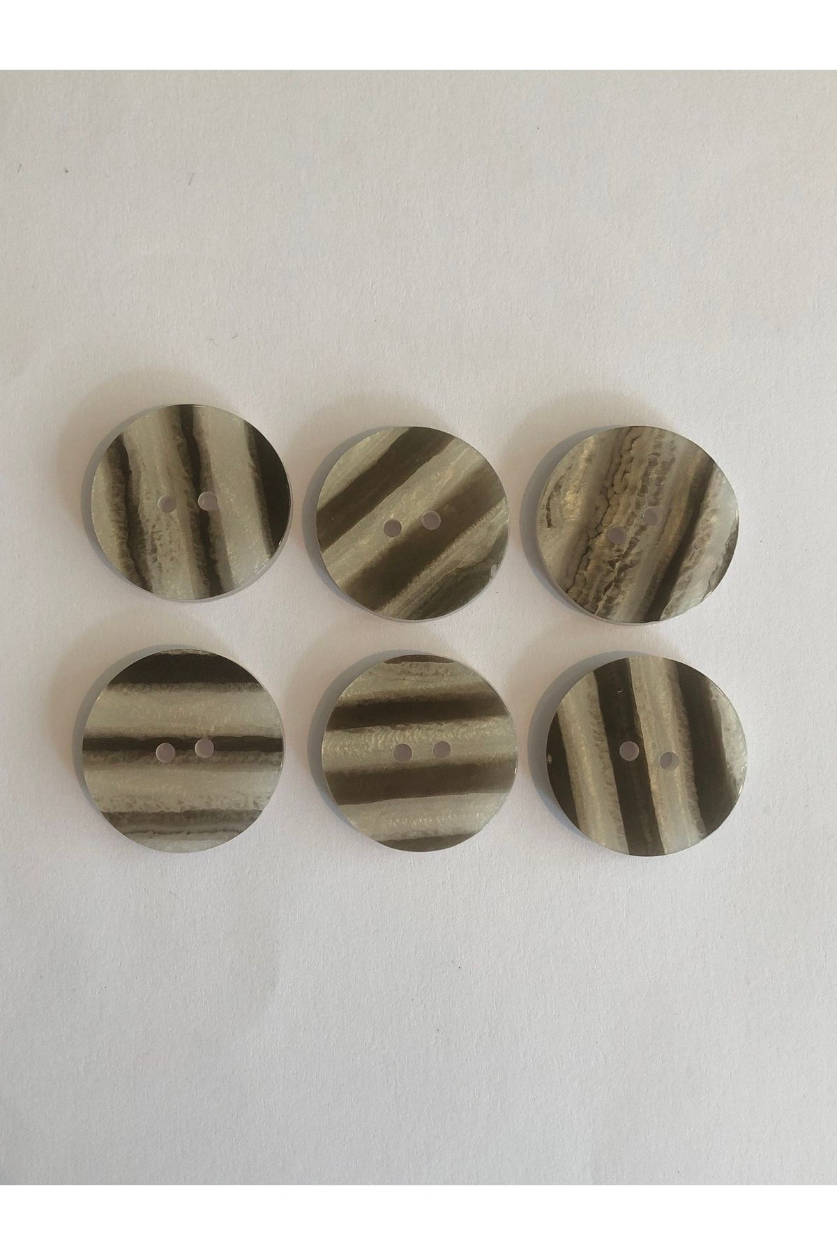 aensia-Large Striped Pearl Thick Button 40 Size Flat Button Pearl Look Polyester Button - Pack of 6 Buttons 1