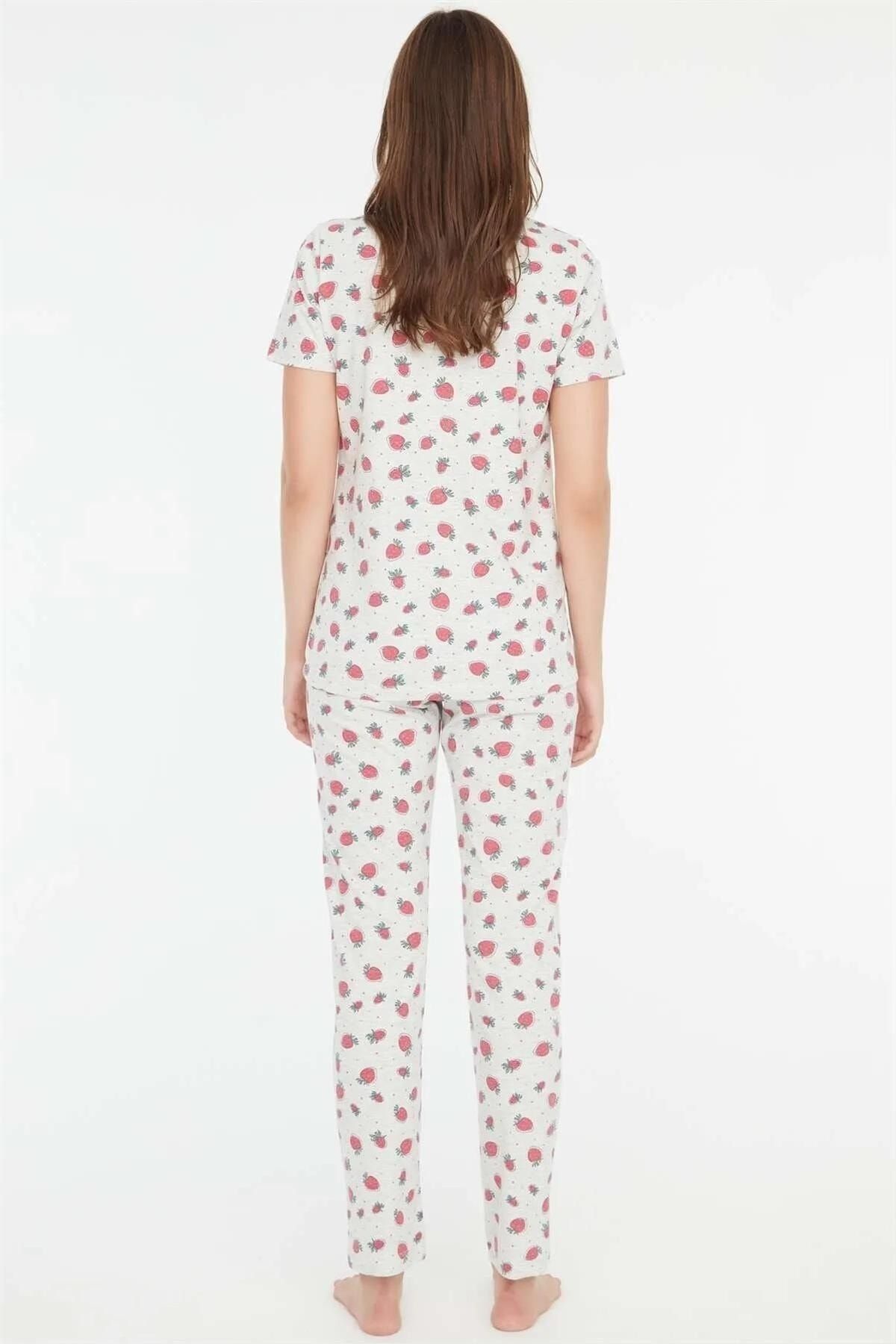 Mod Collection-3863 Strawberry Patterned Front Buttoned Pajamas Set 3