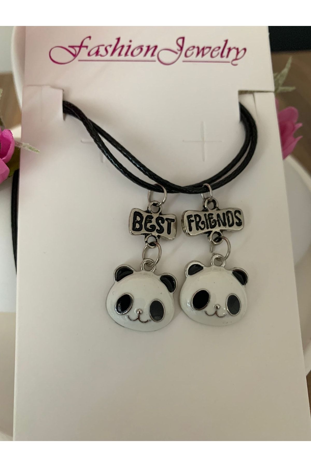 İYİ MODA-2 Pieces Panda Best Friends Bff Necklace 6