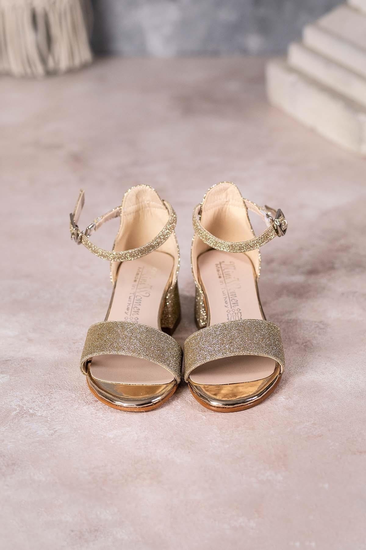 Designer Shoes Girls Gold Sequin Shoes MİNİ WOMEN Gold Glitter