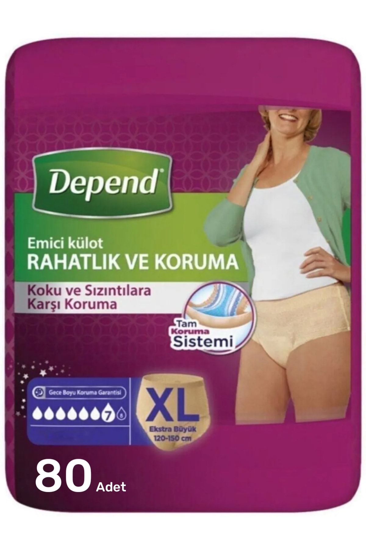 Depend-Absorbent Panties Women's Extra Large Size Xl Size (BEL SIZE 120-150 CM) 80 Pieces 1