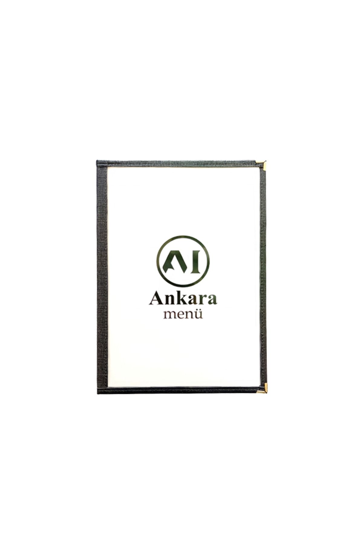 ankara menü-(1 Piece] Leather Binding A4 2 Sheets 4 Page Capacity Transparent, PVC, Acetate Menu Case 4