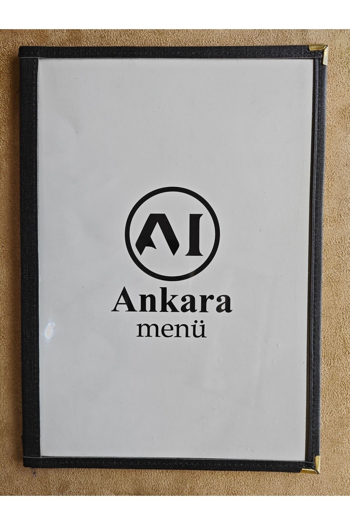 ankara menü-(1 Piece] Leather Binding A4 2 Sheets 4 Page Capacity Transparent, PVC, Acetate Menu Case 7