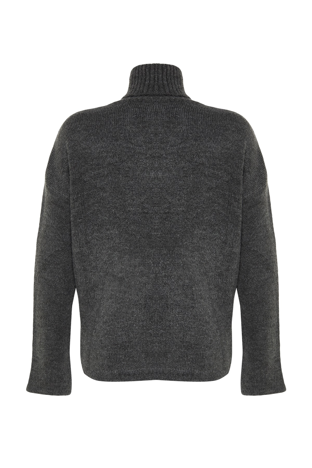 Trendyolmilla  Antrasit Yumuşak Dokulu Tül Detaylı Triko Kazak TWOAW20KZ1037 - Görsel 8