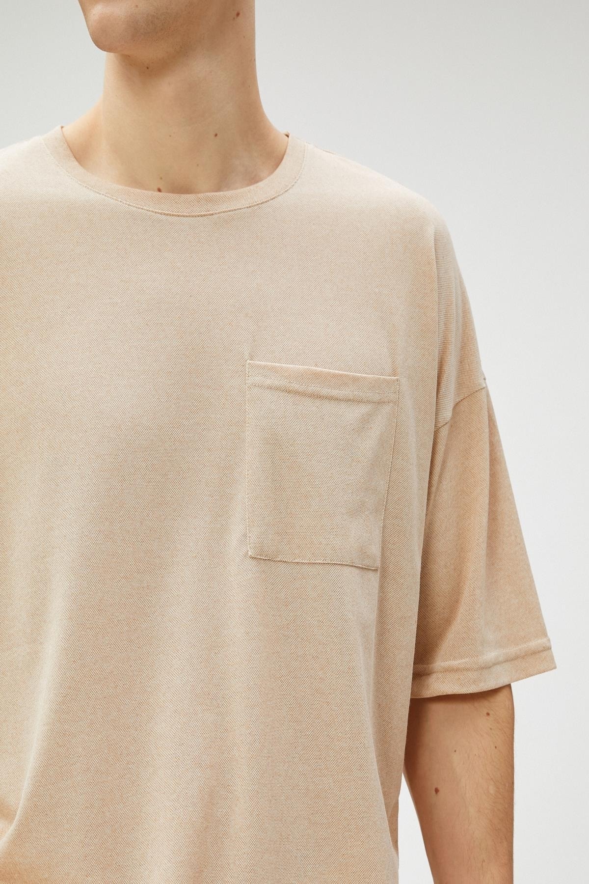 تیشرت مردانه بژ کوتون | 3SAM10265HK اورجینال - تصویر 4