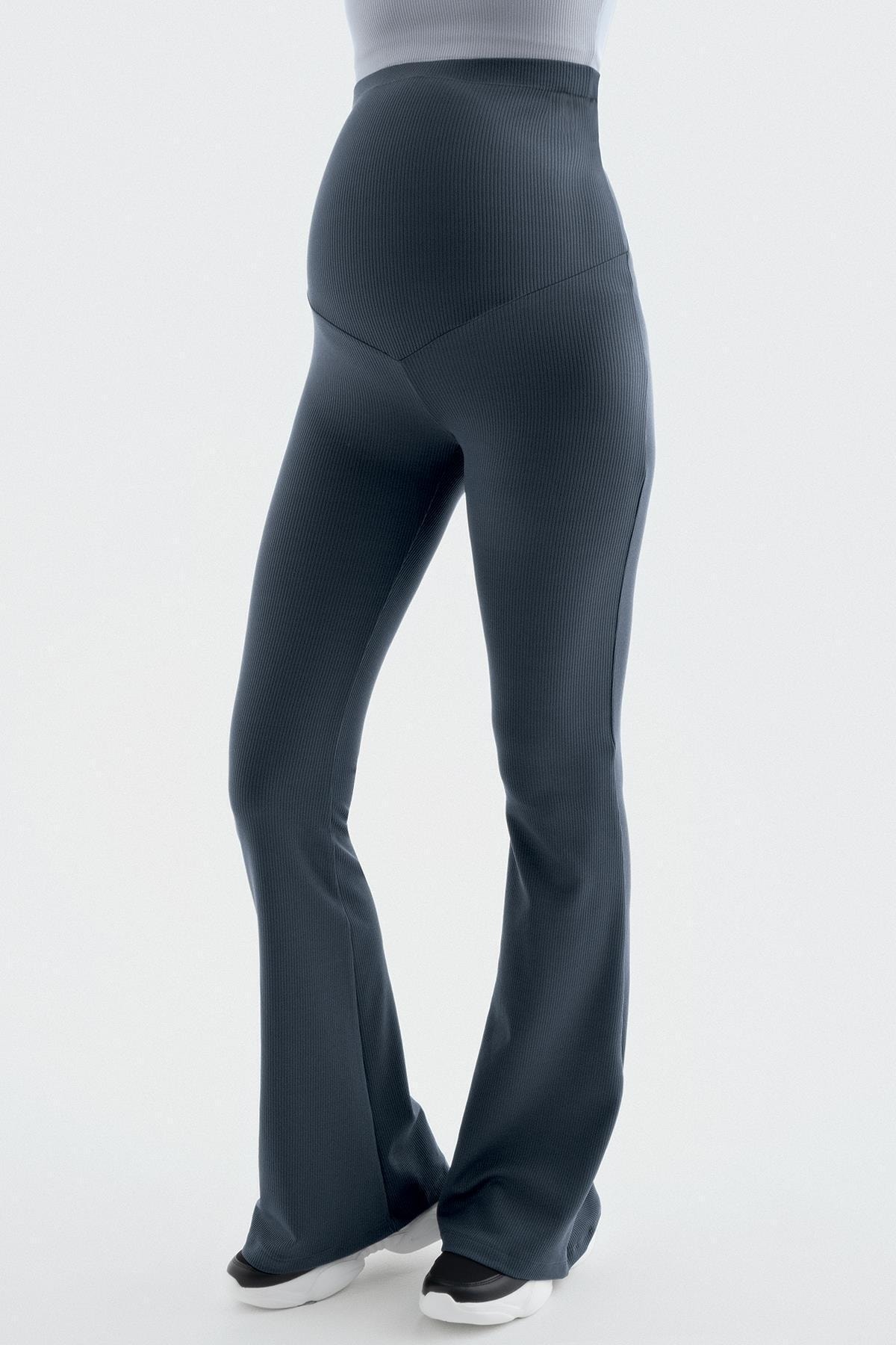 Artış Fitilli Ispanyol Paça Yüksek Bel Esnek Toparlayıcı Hamile Tayt fotoğrafı 4 (önizleme)