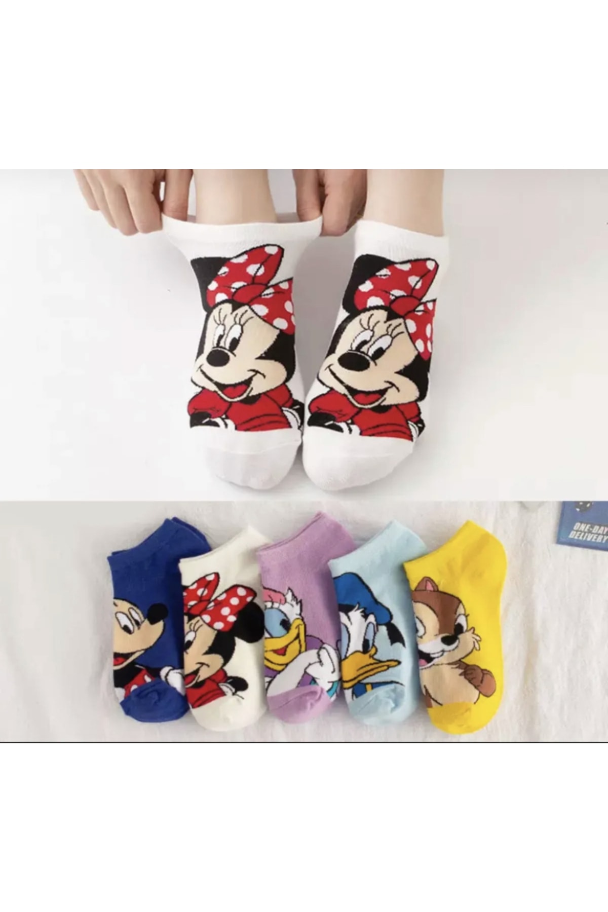 5 Pairs of Women's Cute Multicolor Cartoon Patterned Wash Booties Socks