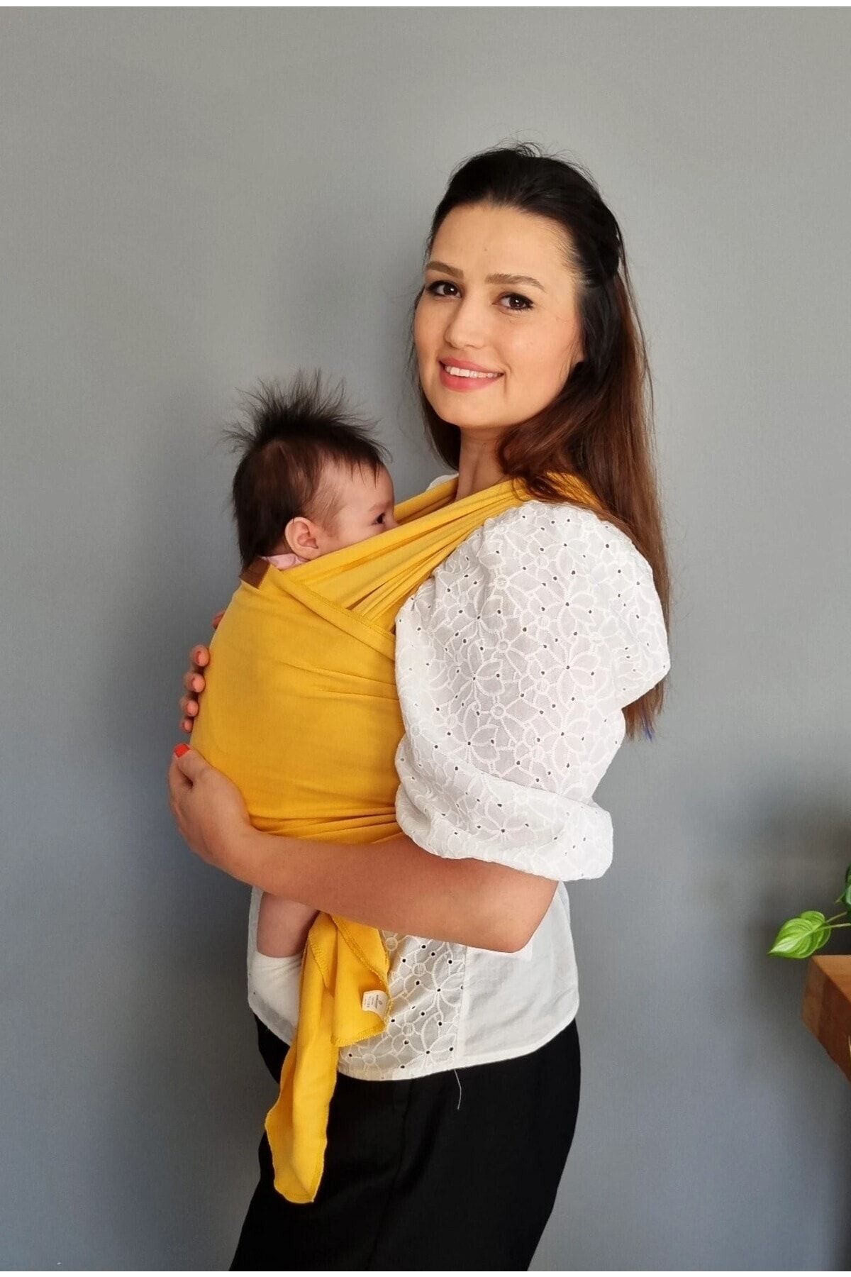 Boroosh Baby Sling 100 Cotton Yellow Baby Carrying Wrap with Pouch and Beanie Gift