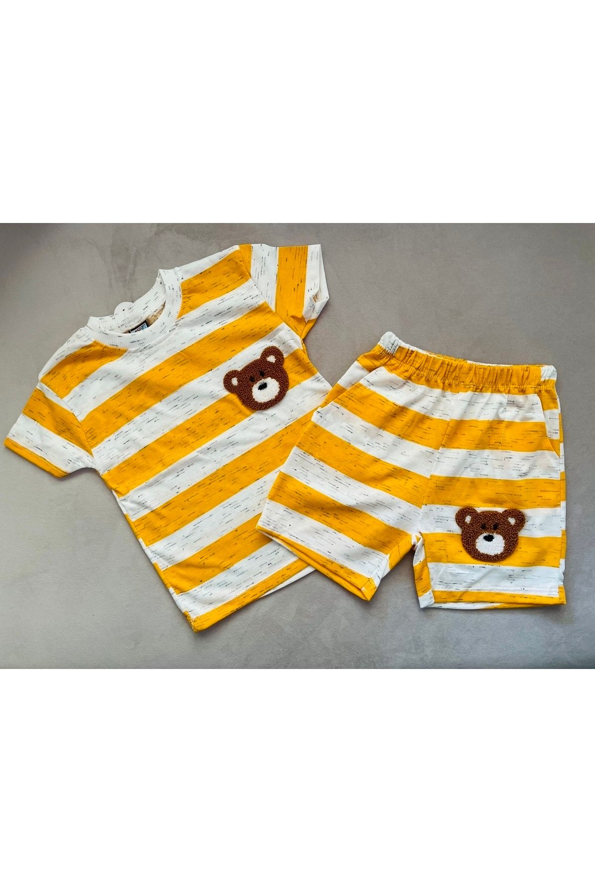 SANTRALBEBE Set Pantaloni Scurți Cu Ursuleț Cu Dungi Pentru Băiat Masculin - 4 years old