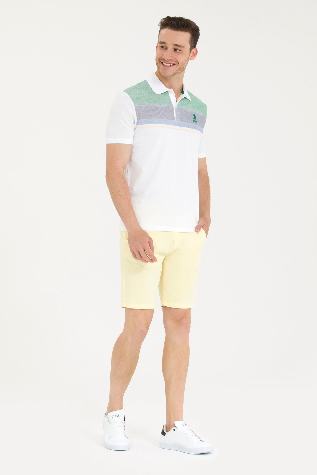 U.S. Polo Assn. پایه. پولو اسن. تی شرت مردانه یقه 100% نخی سبز 1573111
