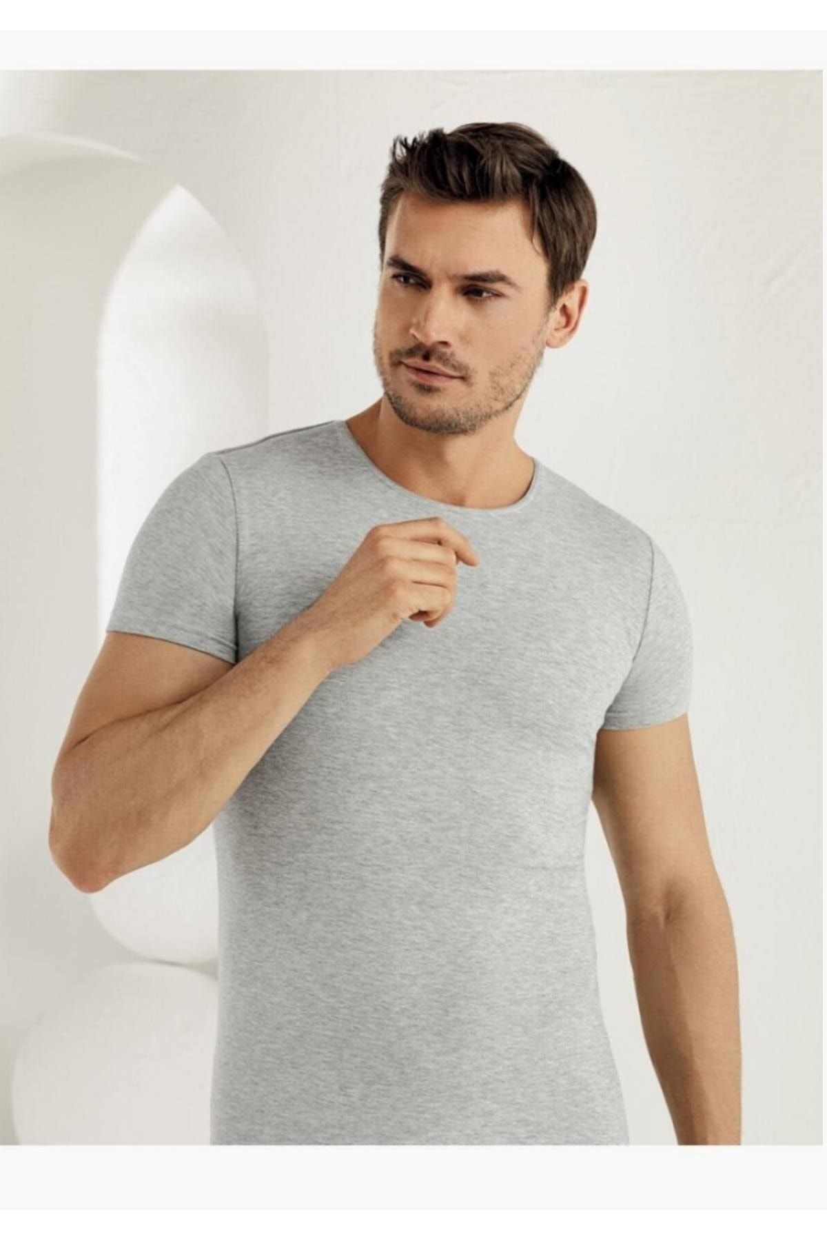 Şahinler Tricou Pentru Bărbați Gri Cu Mânecă Scurtă Cu Decolteu O M Gr Noul Sezon (pachet Economic 6 Piese) Masculin - XL