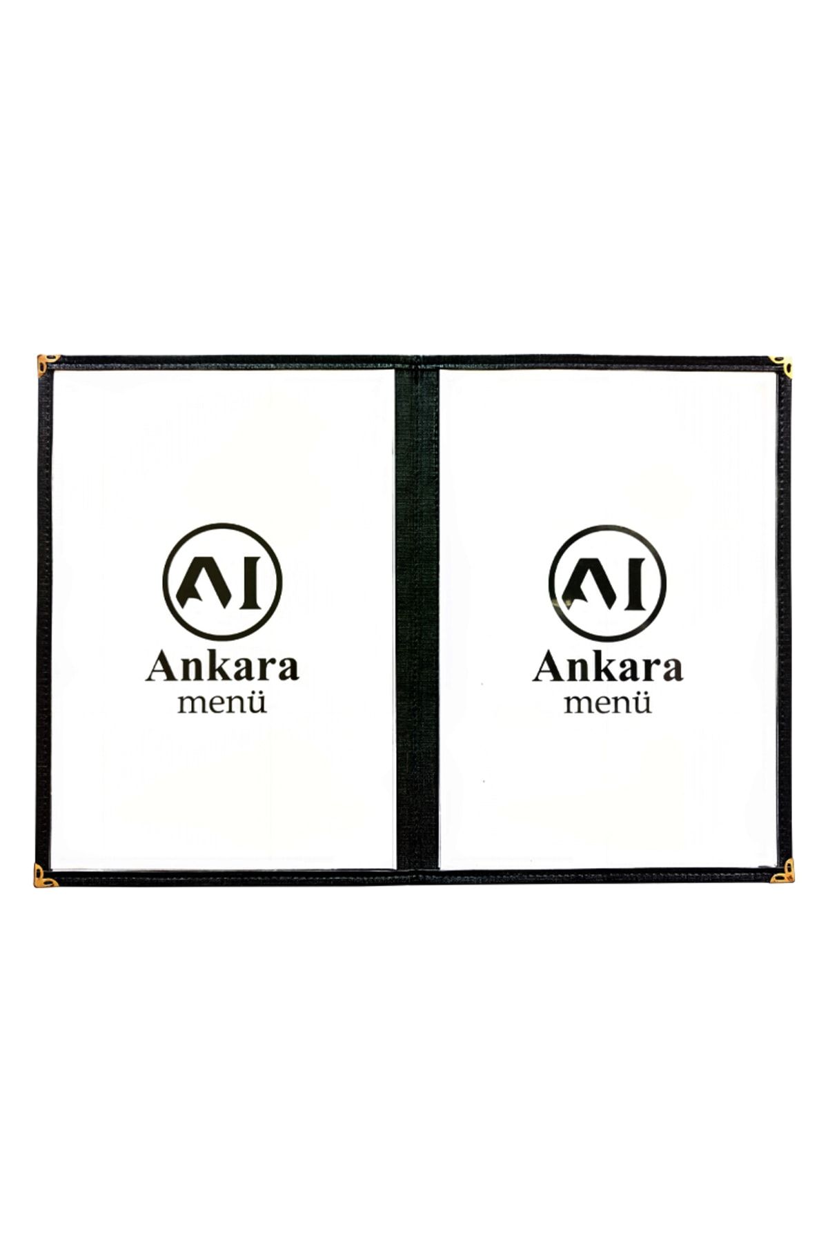 ankara menü-(1 Piece] Leather Binding A4 2 Sheets 4 Page Capacity Transparent, PVC, Acetate Menu Case 3