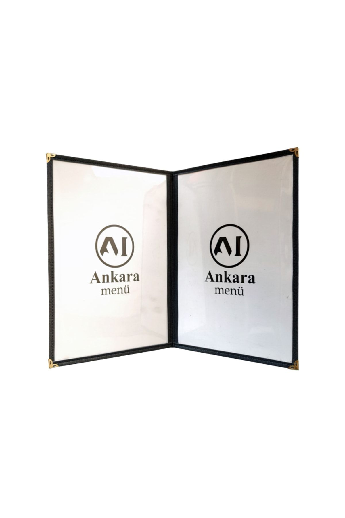 ankara menü-(1 Piece] Leather Binding A4 2 Sheets 4 Page Capacity Transparent, PVC, Acetate Menu Case 5