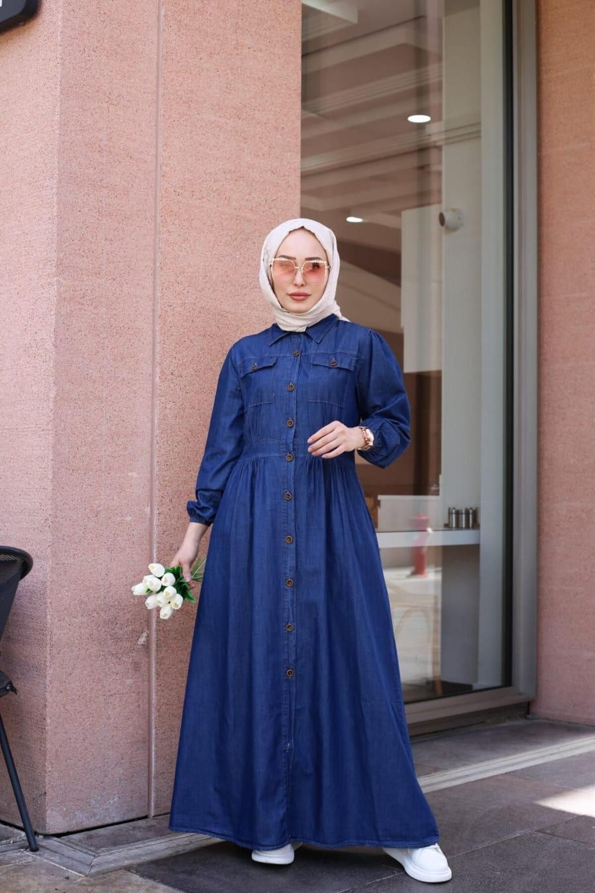 Denim dress hijab style top