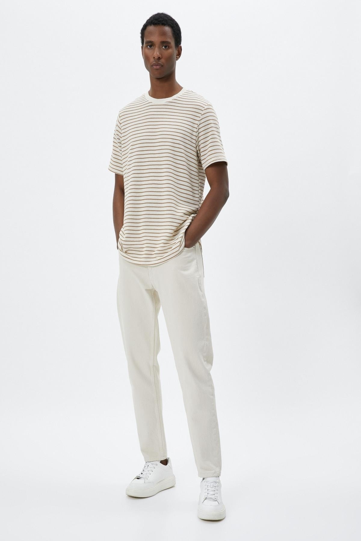 تیشرت مردانه بژ کوتون | 4WAM10148HK اورجینال - تصویر 2