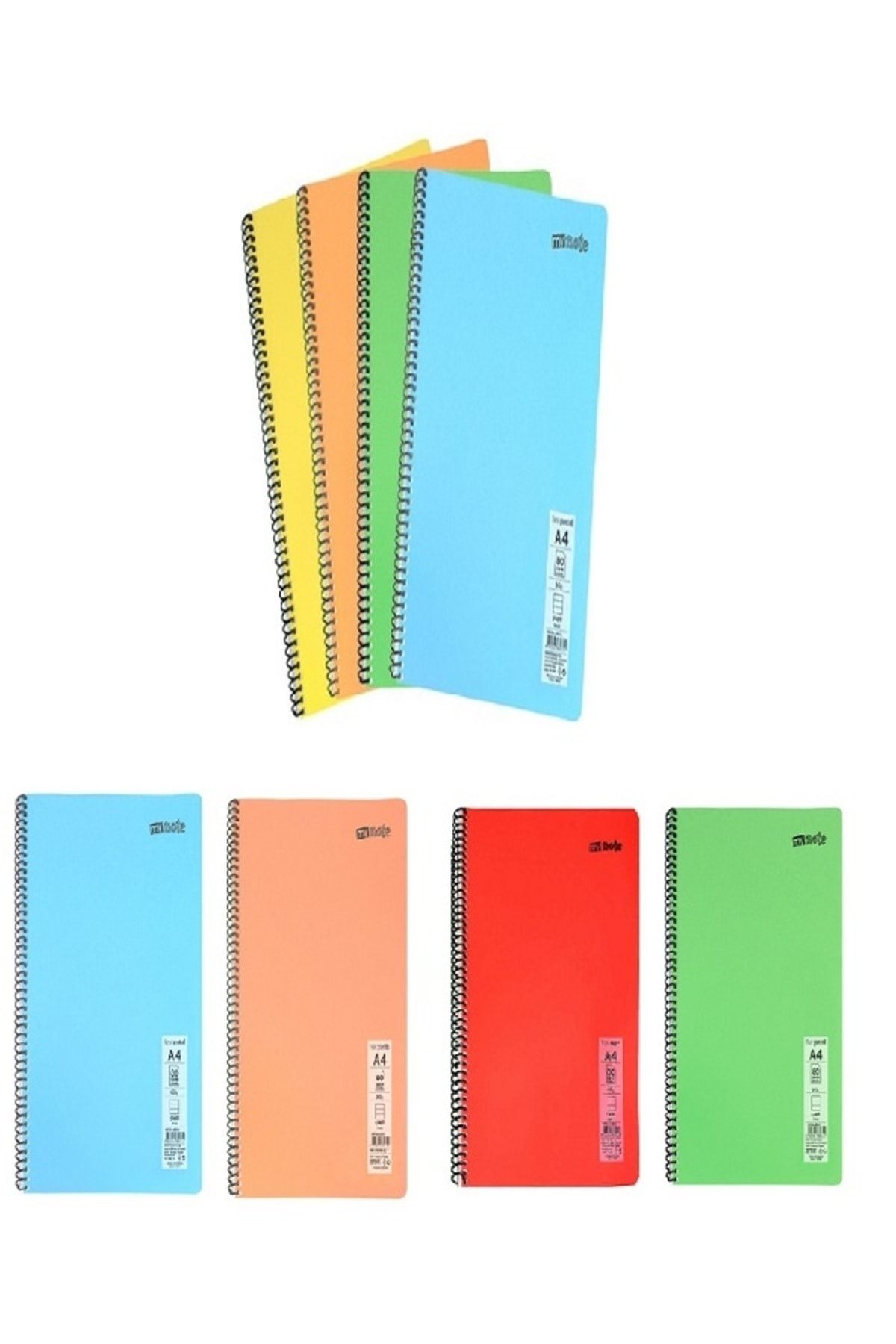 Mynote-Notebook Spiral Wire PP Cover A4 Mynote 8 Pieces Different Colors 100 Pages Ruled Notebook (8 Different) 1