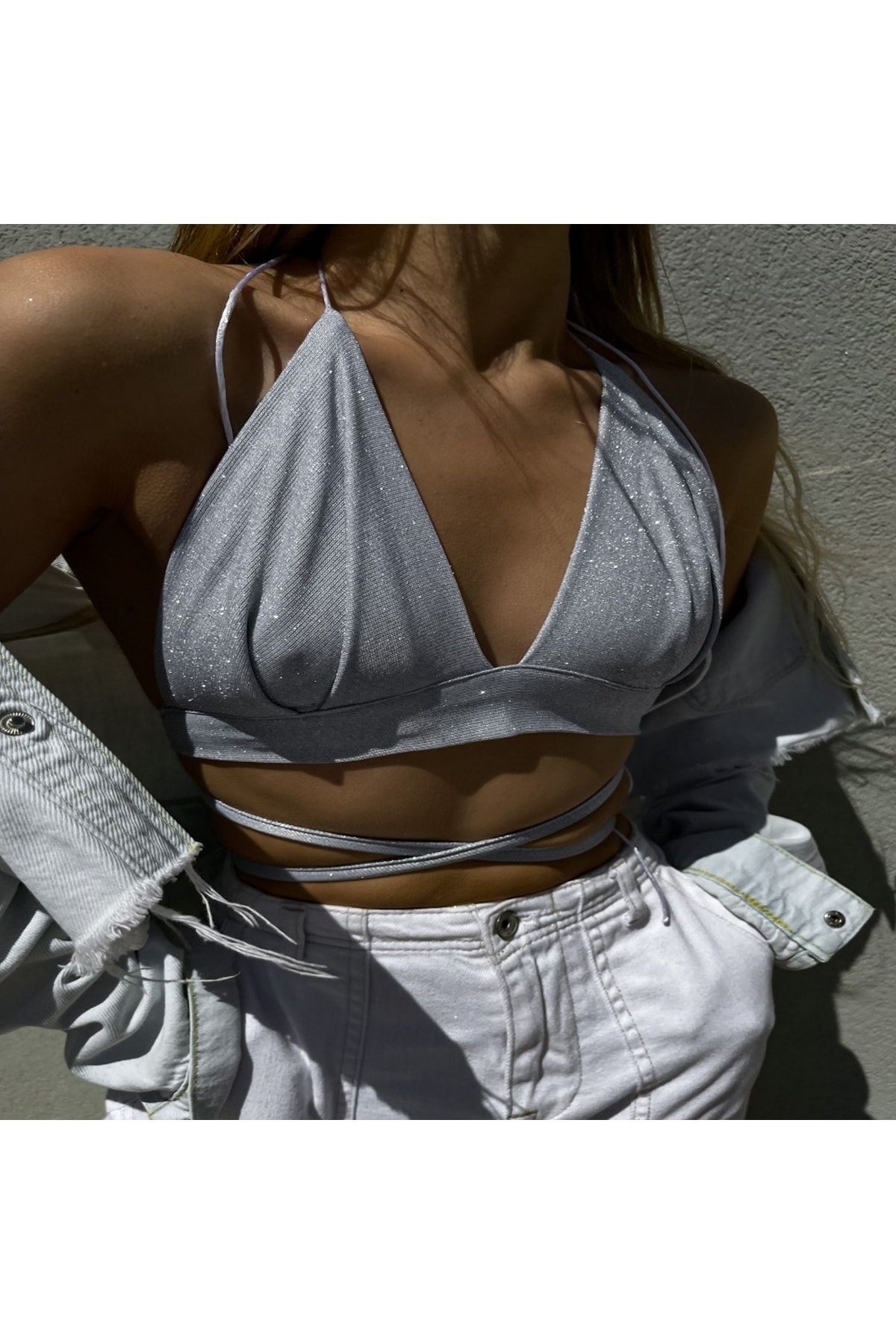 Gülşah Evecen  Özel Tasarım Laura Simli Beyaz Bralet - Görsel 3