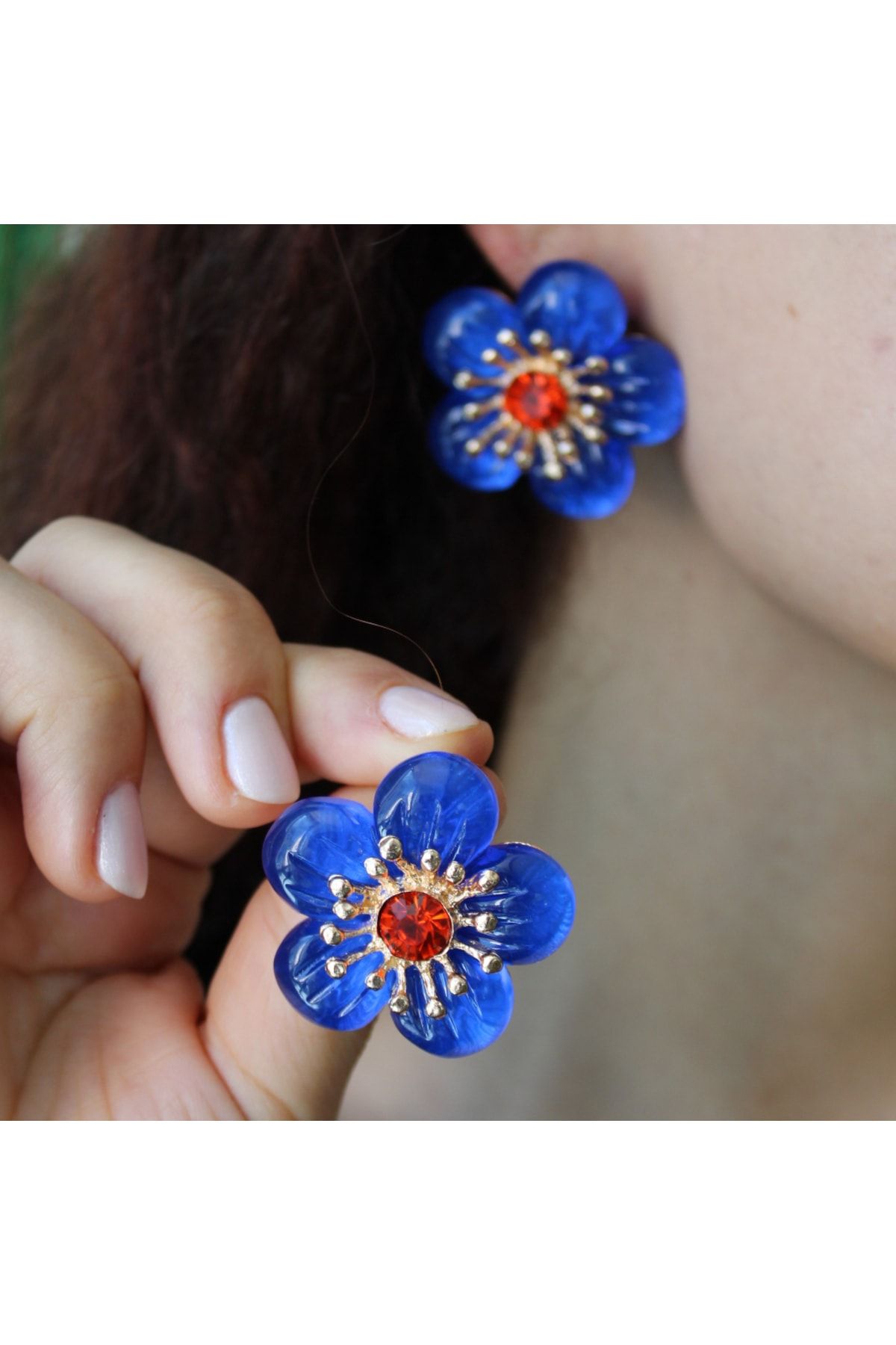 Orange and blue store earrings