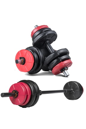 ECG Spor 38 Kg Dambıl Halter Seti Kırmızı Siyah