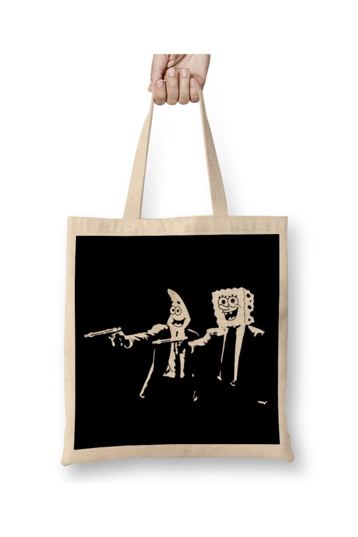 Humuts-Spongebob Pulp Fiction Tote Bag Long Handle 1