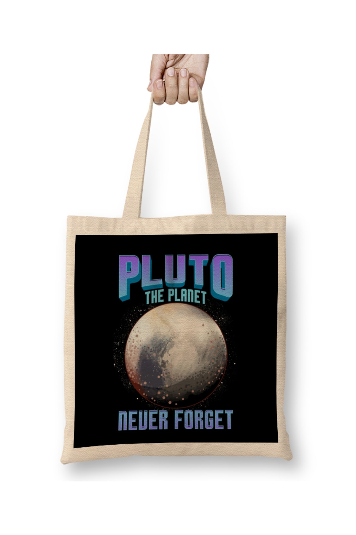 Planetary Science Pluto the Planet Never Forget Cloth Bag Long Handle