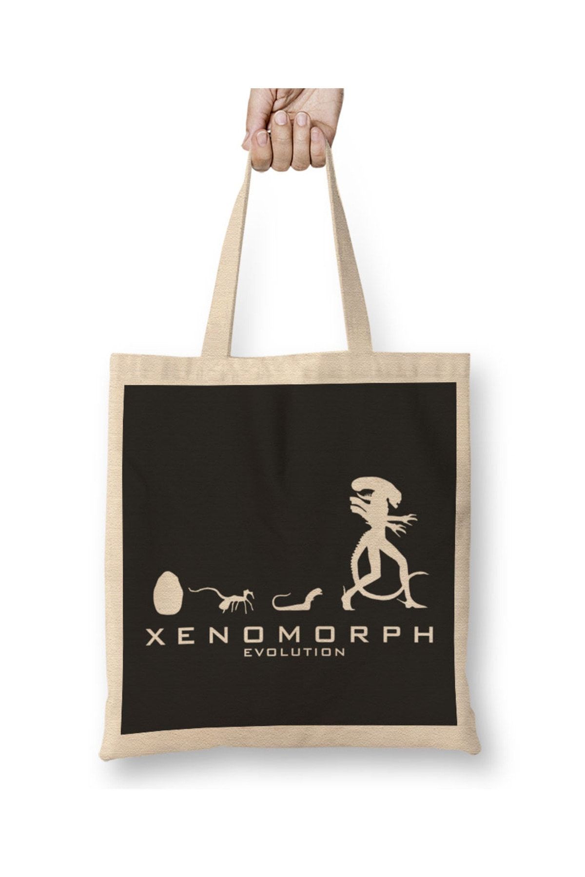 Baskı Dükkanı-Xenomorph Evolution Alien Tote Bag Long Handle 1