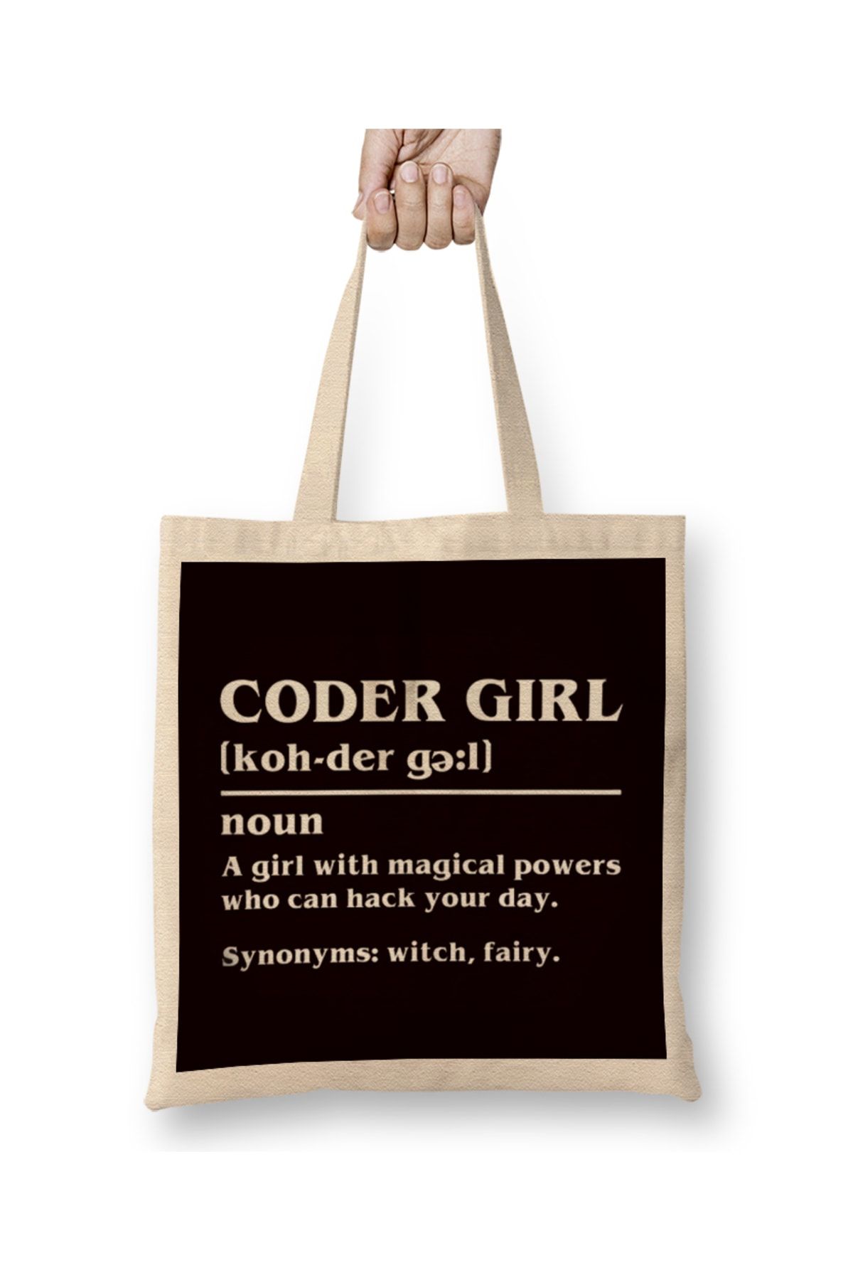 Baskı Dükkanı Coder Girl Definiție Codare Programator Dezvoltator Software Geantă Din Pânză Mâner Lung Unisex - One Size
