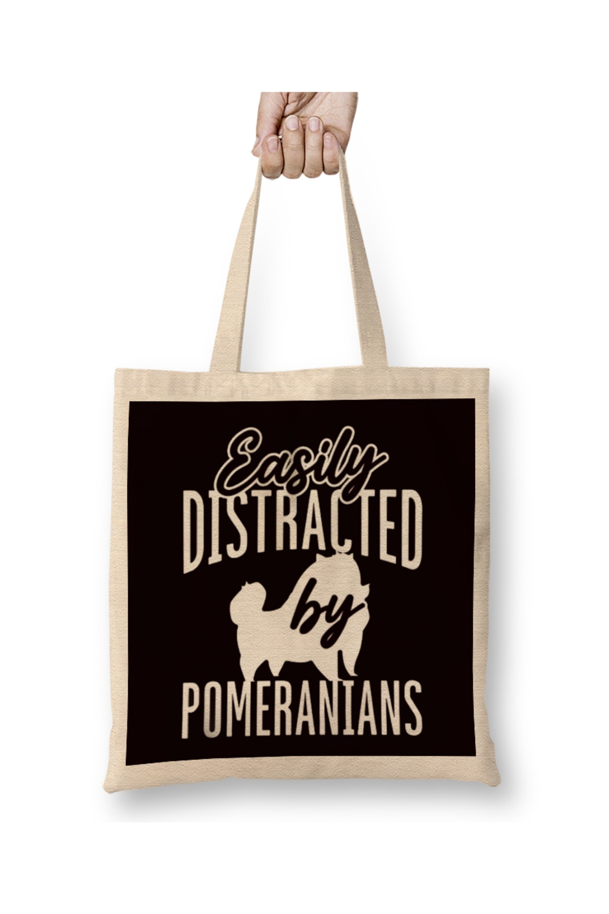 Distracted By Pomeranians Pommy Pom German Spitz Pet Puppy Tote Bag Long Handle