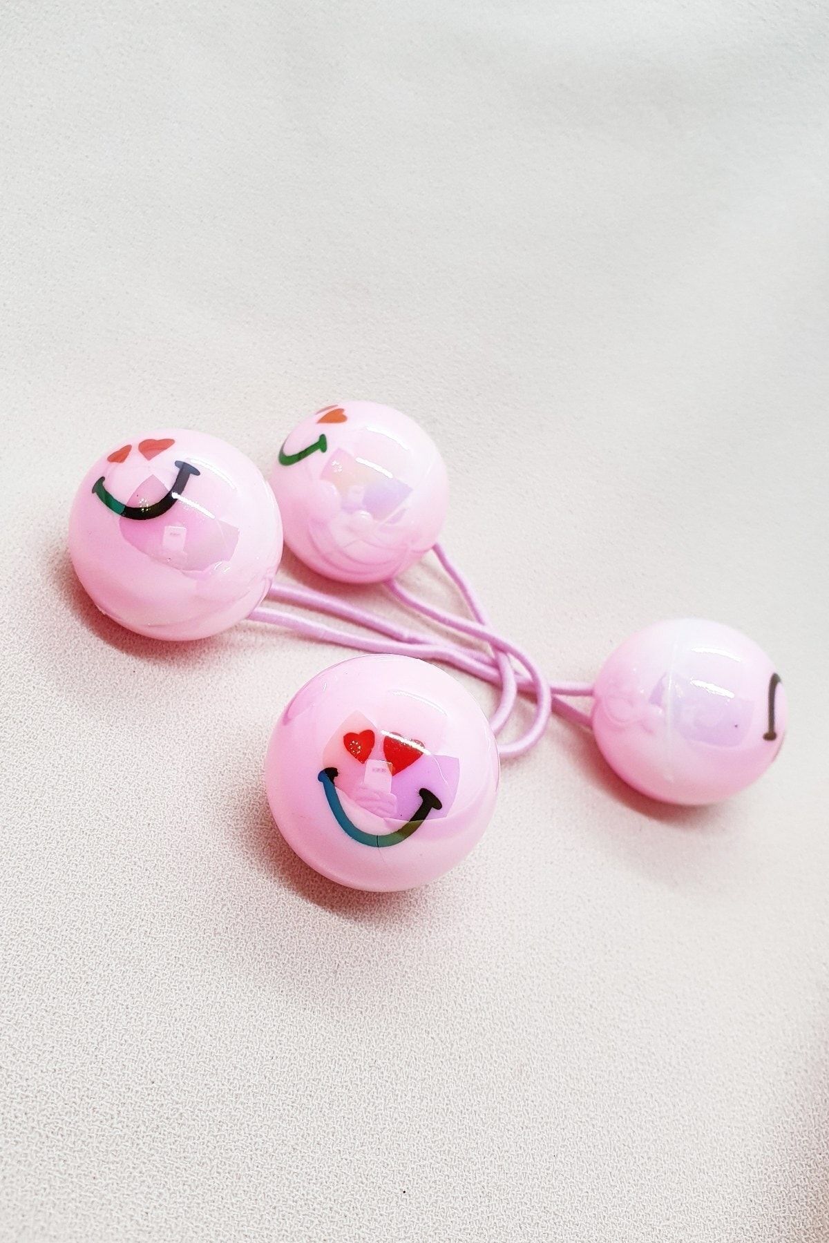 More & Else-Children's Light Pink Color Heart Emoji Round Model Double Elastic Buckle 3