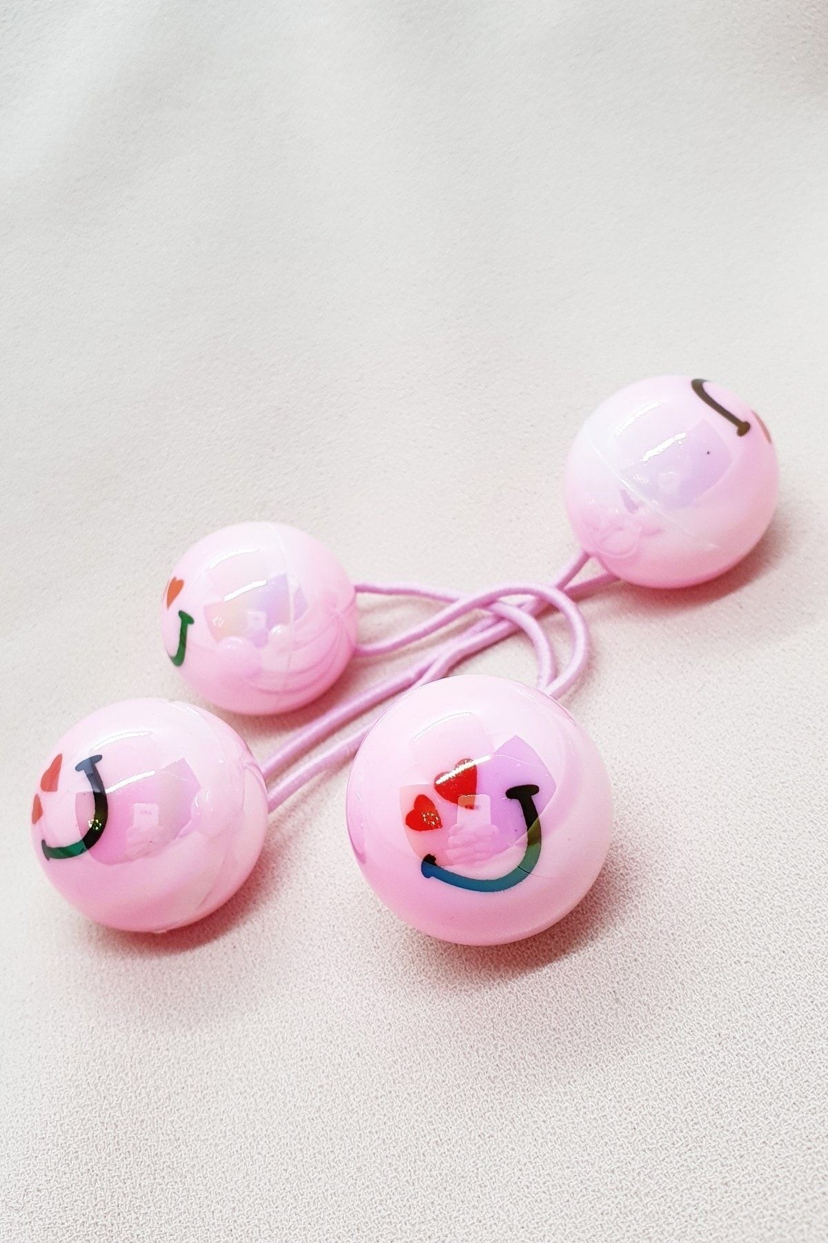 More & Else-Children's Light Pink Color Heart Emoji Round Model Double Elastic Buckle 5