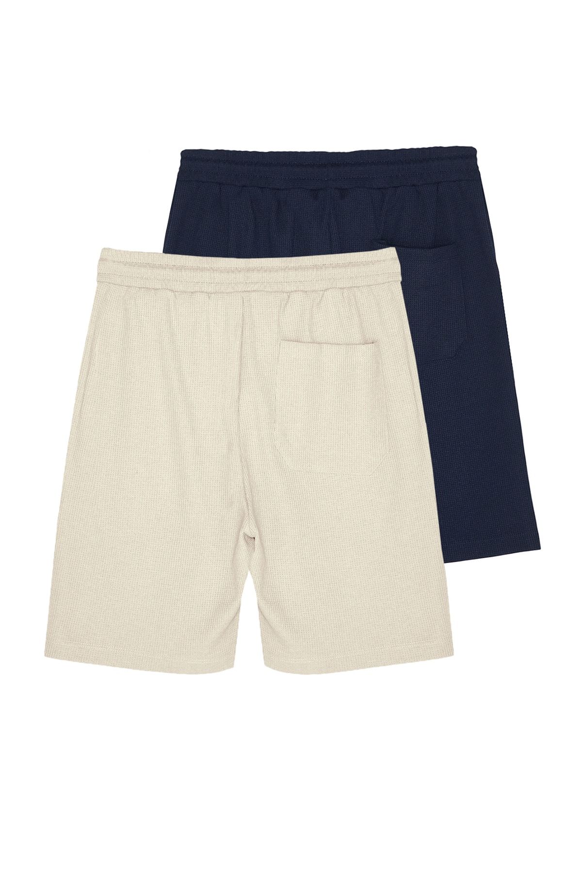 Trendyol Collection-Sötétkék-bézs normál zsinór 2db rövidnadrág és Bermuda TMNSS23SR00076 12