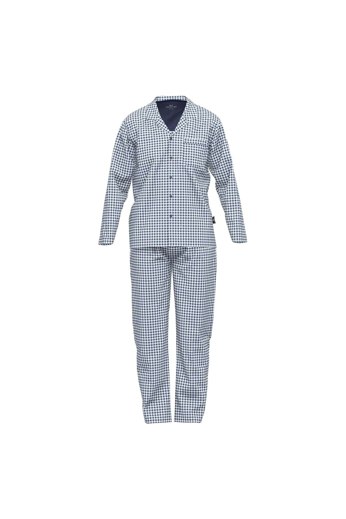 Götzburg GÖTZBURG Herren Pyjama, - Schlafanzug Knopfleiste, Baumwolle, - kariert, Nachtwäsche, Trendyol lang