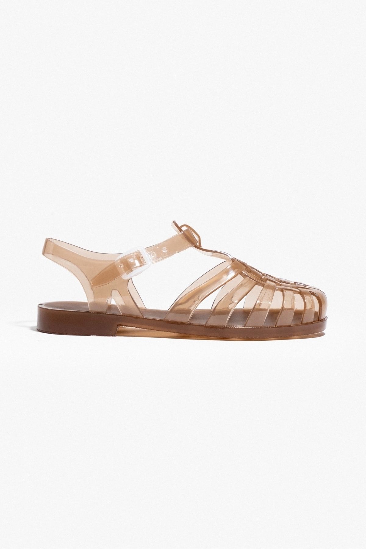 NİŞANTAŞI SHOES-Дамски сандали с прозрачен кафяв колан Anderline 2
