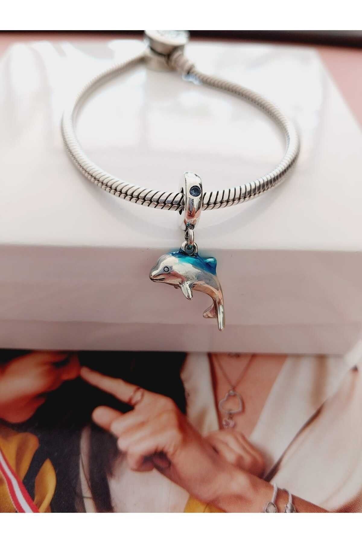 PJAUTHENIC SILVER DOLPHIN CHARM COMPATIBLE WITH MOMENTS BRACELETS